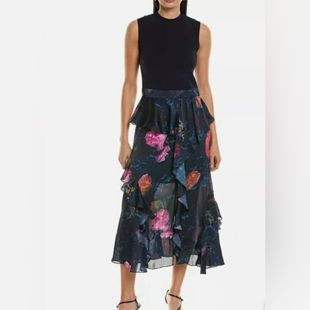 Ted Baker London Navy and Floral Sleeveless Dress Ted Size Small